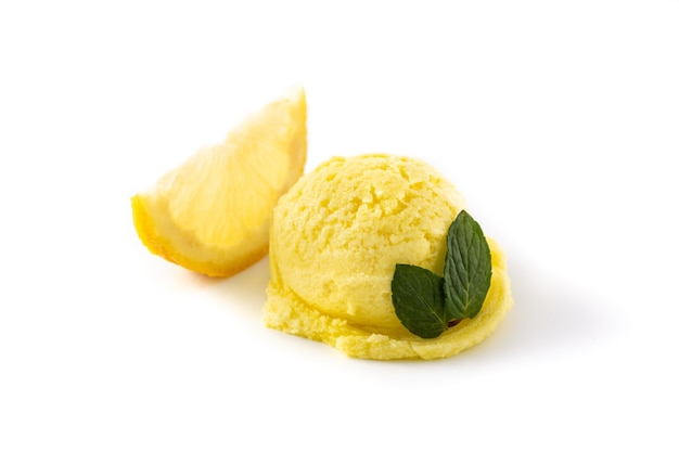 Premium Photo | Lemon ice cream scoop isolated