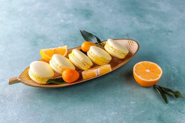 Free Photo | Lemon macaroons with fresh fruits.