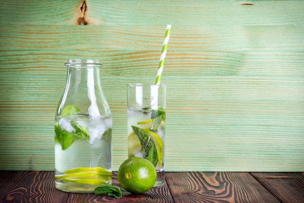 Premium Photo | Lemonade drink on a wooden table