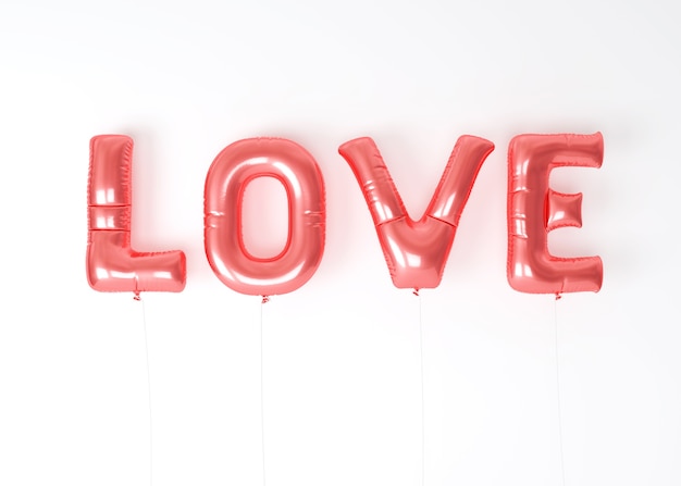 Premium Photo | Letter love balloons on a white background 3d render