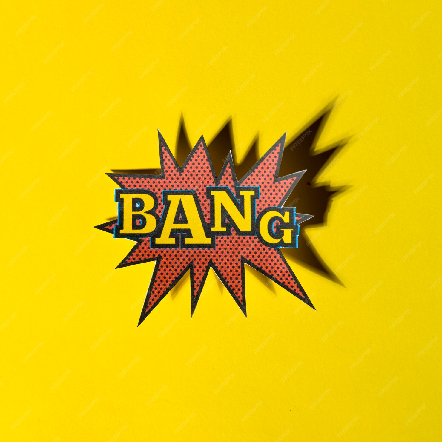 Free Photo | Lettering bang boom star with shadow on yellow background