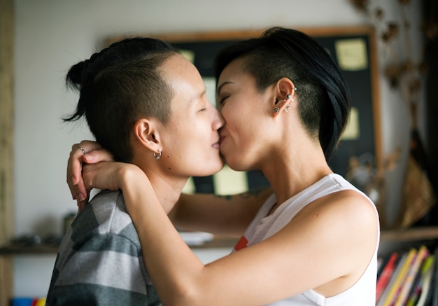 Japanese lesbian kissing