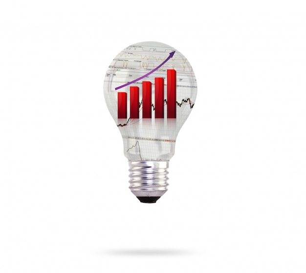 Light bulb with growing graph Free Photo