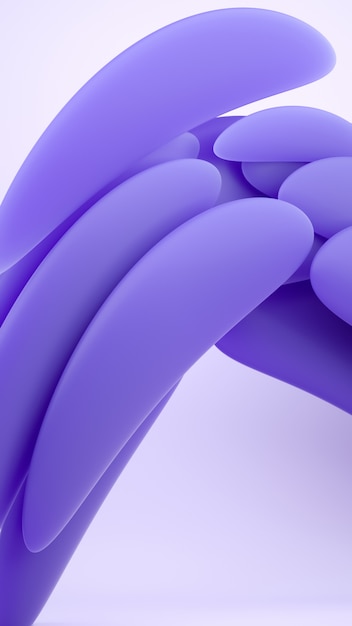 液体の抽象的な形の3 Dレンダリングのイラスト 明るい背景に紫の柔らかいゴム素材 クリエイティブなトレンディな壁紙 プレミアム写真