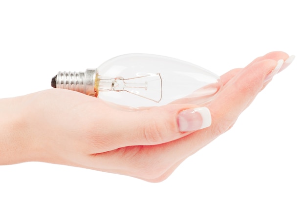 Premium Photo | Lit lightbulb held in hand