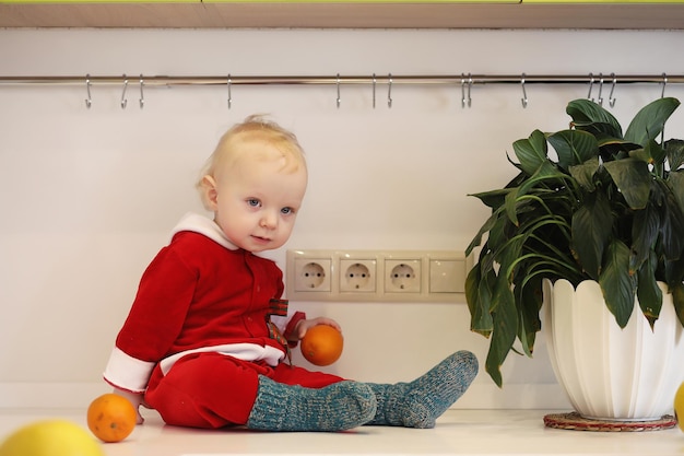 child at kitchen table