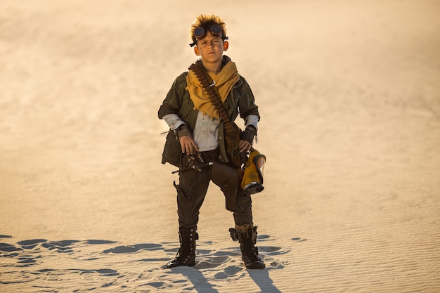 Premium Photo Little Boy In A Post Apocalyptic Costume