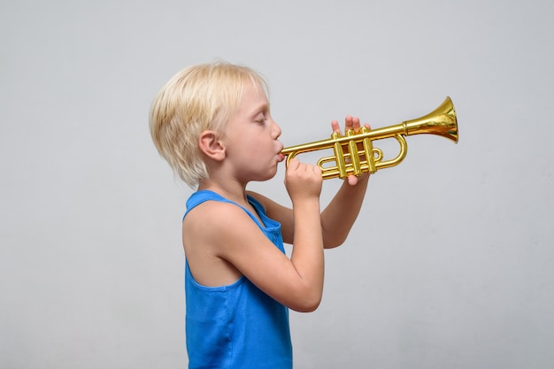 blue toy trumpet