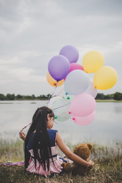 cute girl with teddy