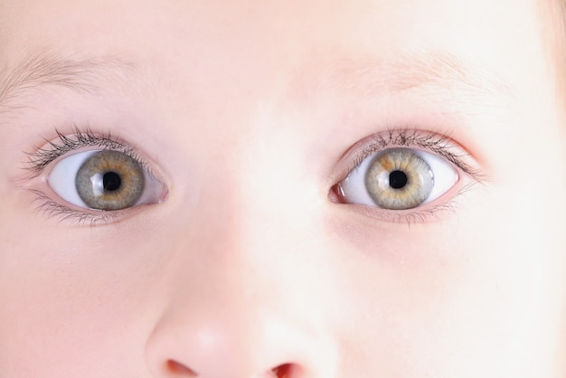 Premium Photo | Little girl eyes with slight squint closeup