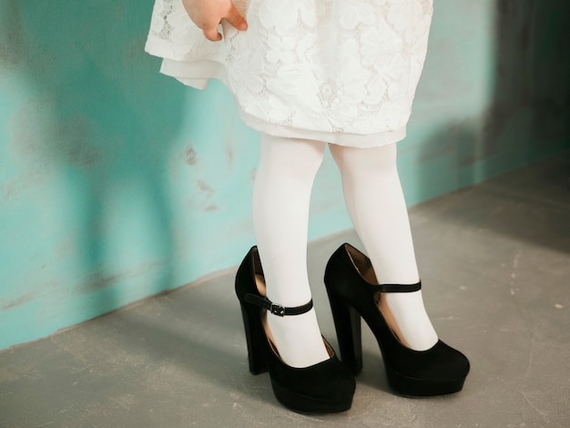 little girl white heels