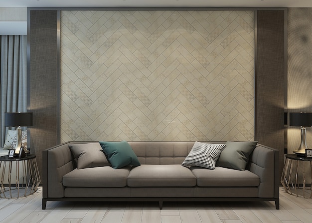 Premium Photo | Living interior with sofa and wall design