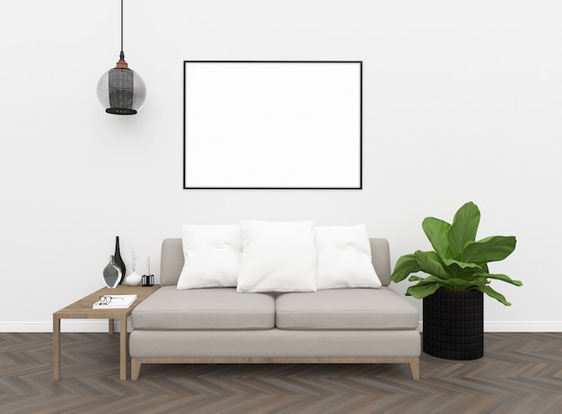 Living room - horizontal frame mockup | Premium Photo