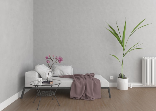 Download Premium Photo Living Room With Blank Wall Artwork Background Interior Mockup PSD Mockup Templates