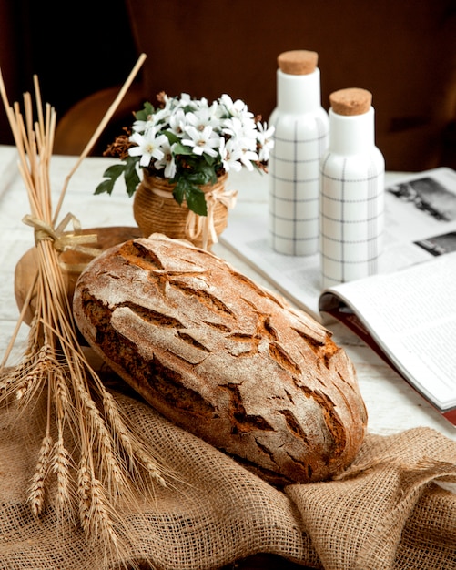 Sourdough loaf with flowers