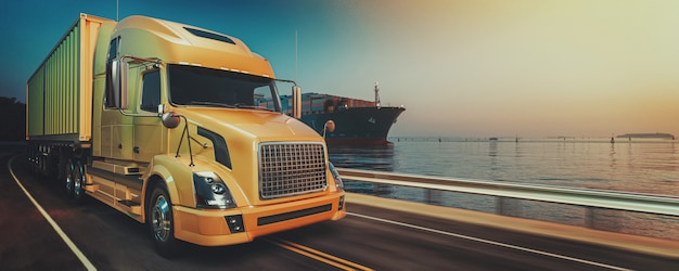 Logistics and transportation of container cargo ship. Premium Photo