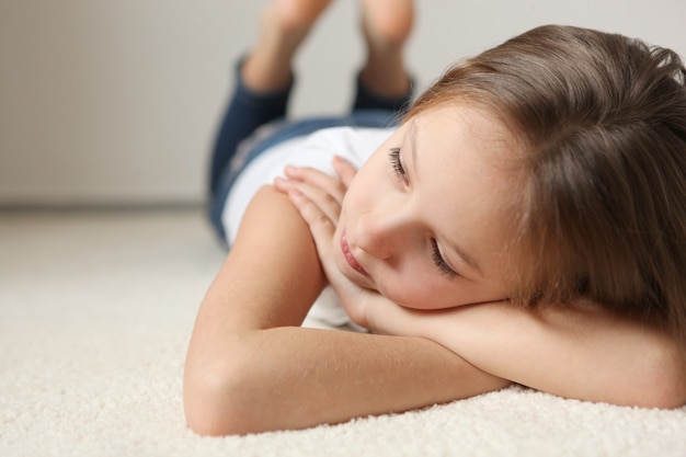 Premium Photo | Lonely sad girl at home saddened alarmed child alone at ...