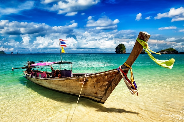 Premium Photo Long Tail Boat On Beach Thailand