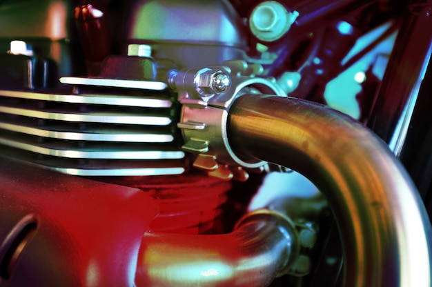 Lose up of motorcycle engine design details Premium Photo