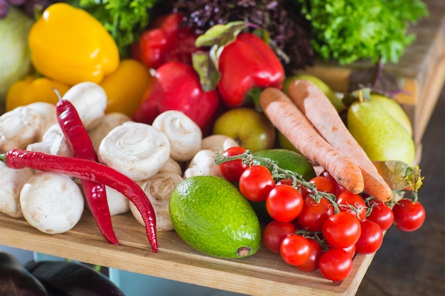 Premium Photo | A lot of vegetables on the table.