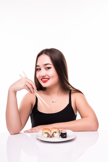 Женщина стол для суши
