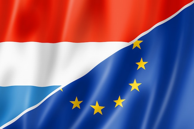 Premium Photo | Luxembourg and europe flag