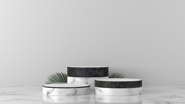Luxury black and white marble cylinder Premium Photo