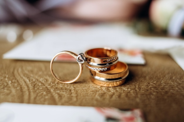 Wedding Invite Blank Card With Gold Rings And Flowers Stock Photo Picture And Royalty Free Image Image 21745817