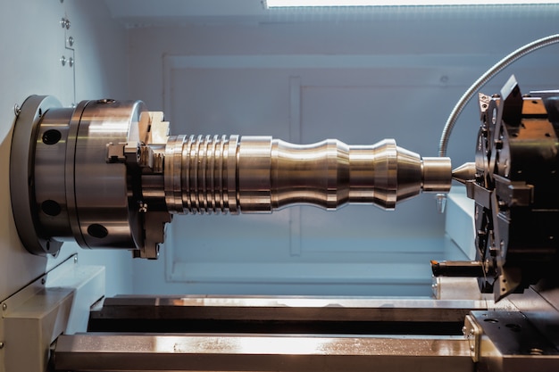 Machining of parts on a lathe. | Premium Photo