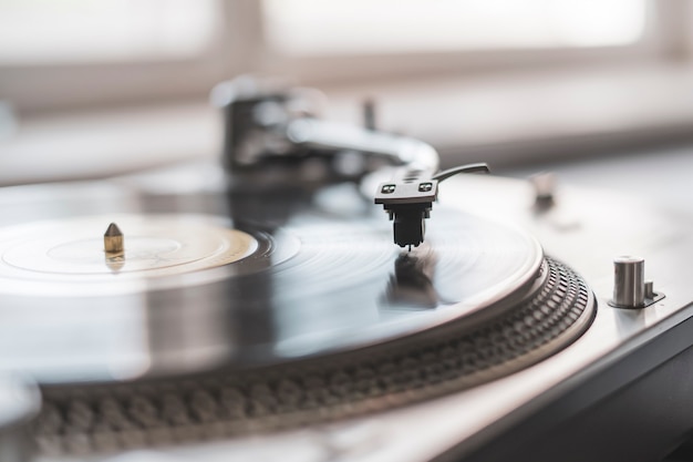 Premium Photo A Macro Close Up Record Player Needle Playing The Vinyl Disc Old Fashioned Retro Music Player