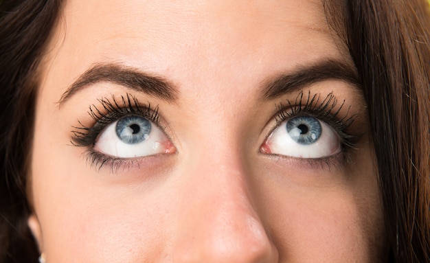 Premium Photo | Macro - close up of woman eyes looking up