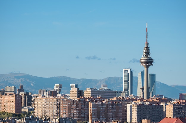 Premium Photo Madrid Cityscape With Some Emblematic Buildings And Skyscrapers Madrid Spain