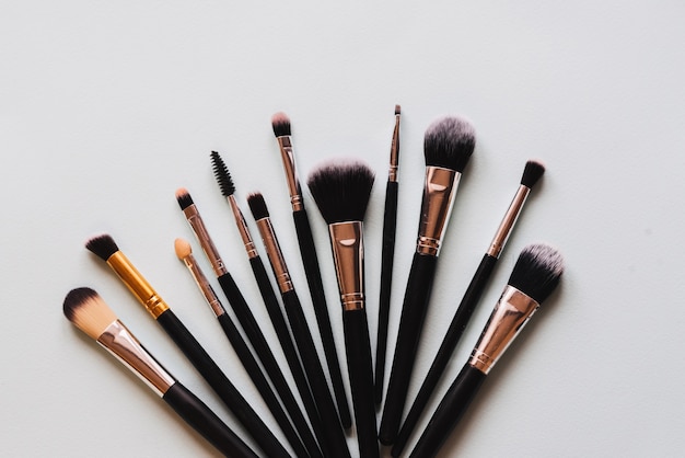 Premium Photo | Makeup brush set on white