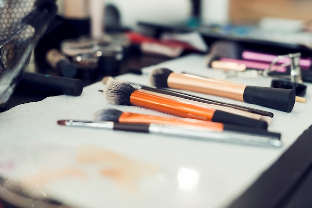Free Photo | Makeup brushes on table