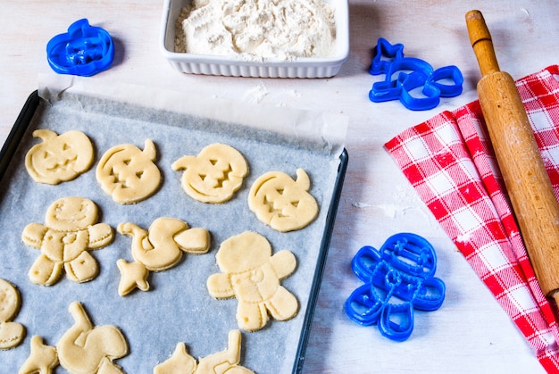 Making Cookies For Halloween And Thanksgiving Fun Food For Kids A Snack For A Party Premium Photo