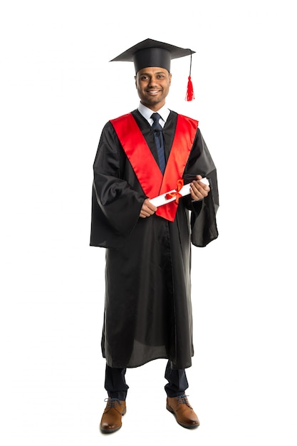 Premium Photo | Male african american graduate in gown and cap