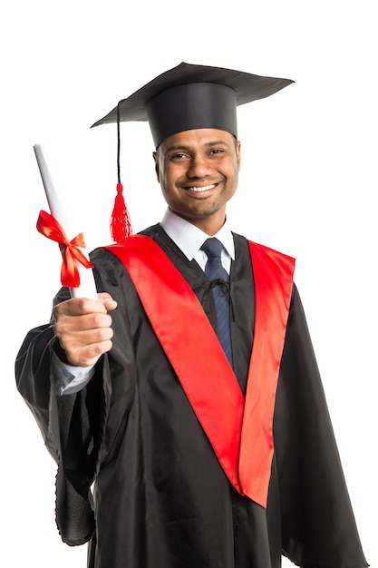 Premium Photo | Male african american graduate in gown and cap