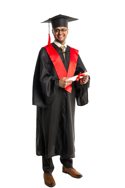 Premium Photo | Male african american graduate in gown and cap