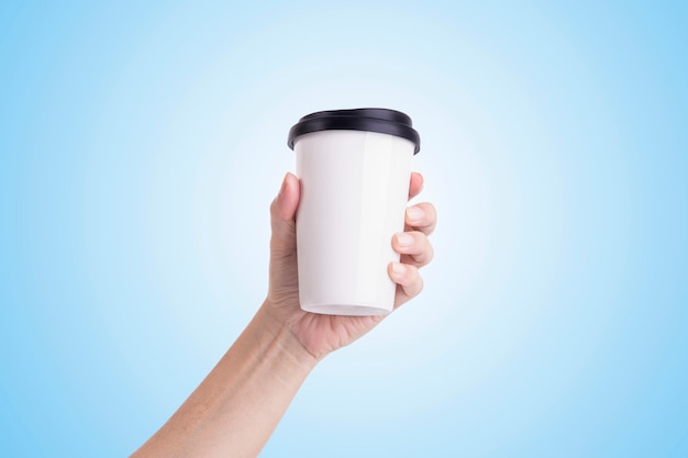 Premium Photo Male Hand Holding A White Coffee Cup Isolated