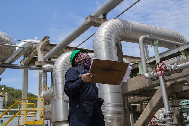 Premium Photo | Male worker inspection visual pipeline oil and gas