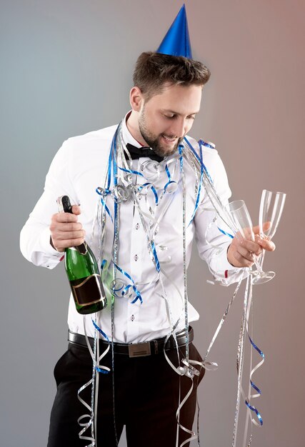 Free Photo | Man celebrating new years eve