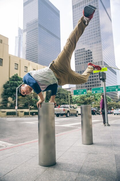 Premium Photo | Man doing parkour