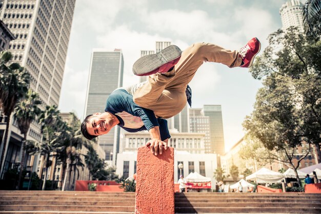 Premium Photo | Man doing parkour