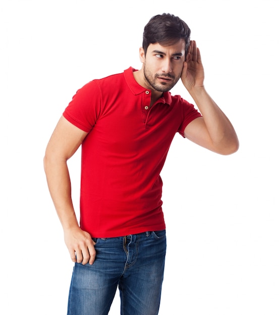 赤い服を着た男は聞いていないやって 無料の写真 赤い服を着た男は聞いていないやって 無料の写真