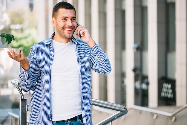 Free Photo | Man emotionally speaking on phone