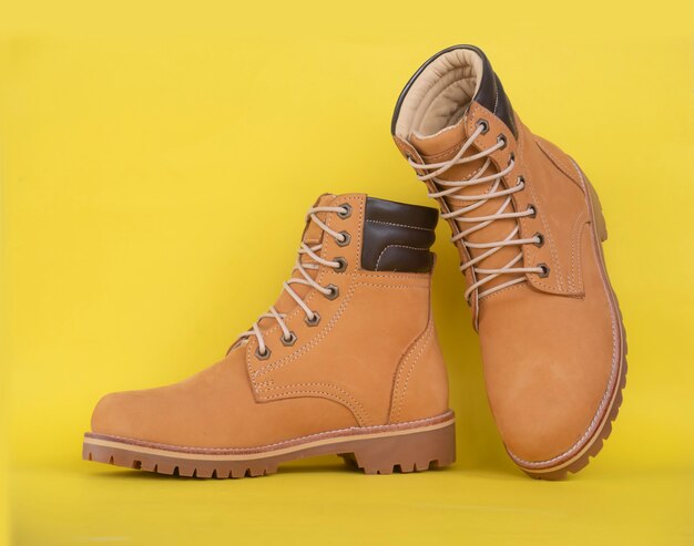 yellow leather boots mens