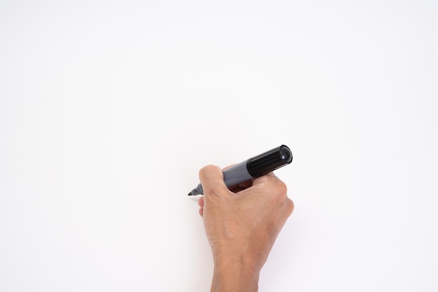 Premium Photo | Man hand holding black magic marker pen writing on