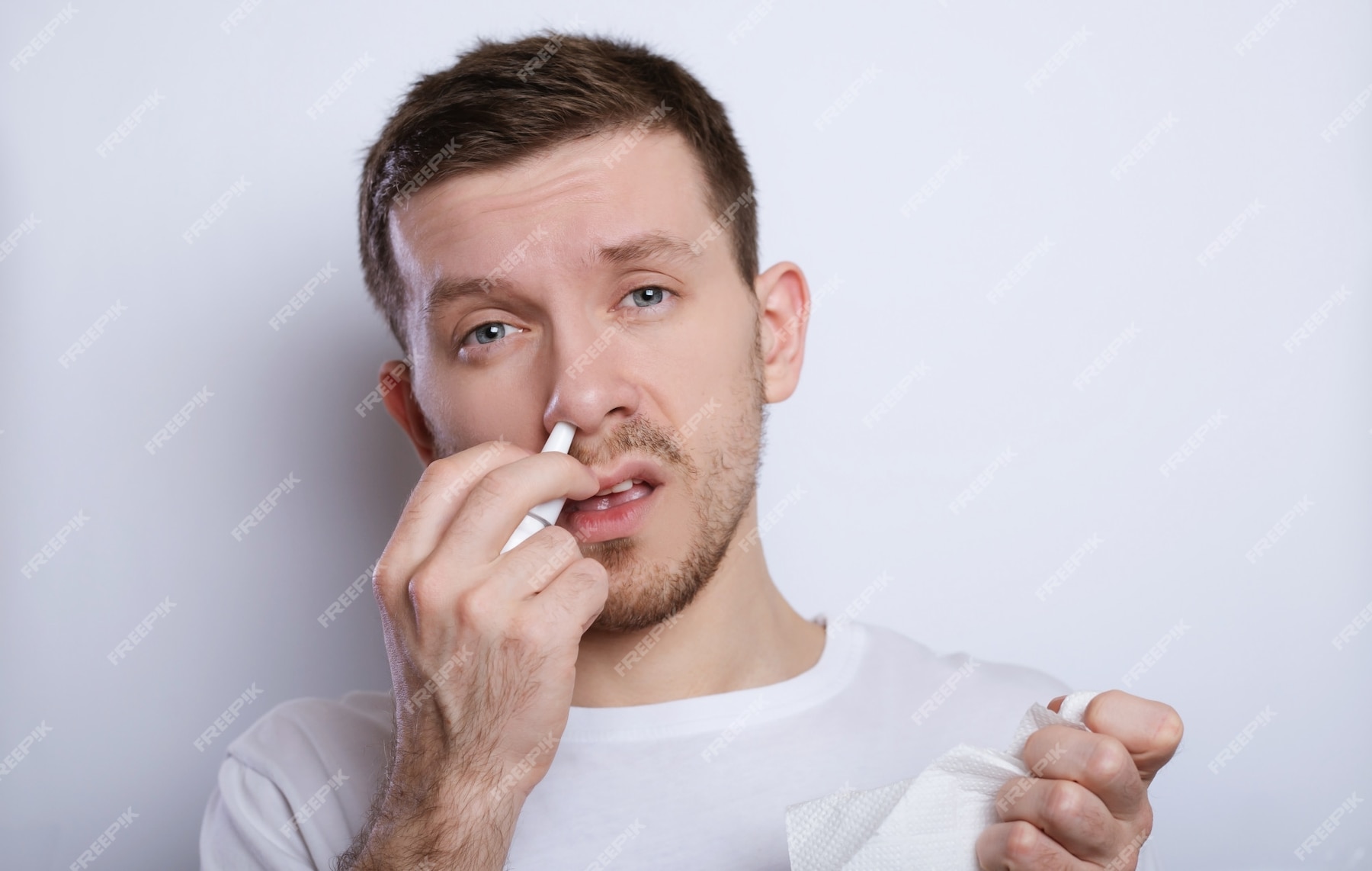 Premium Photo | Man has a runny nose