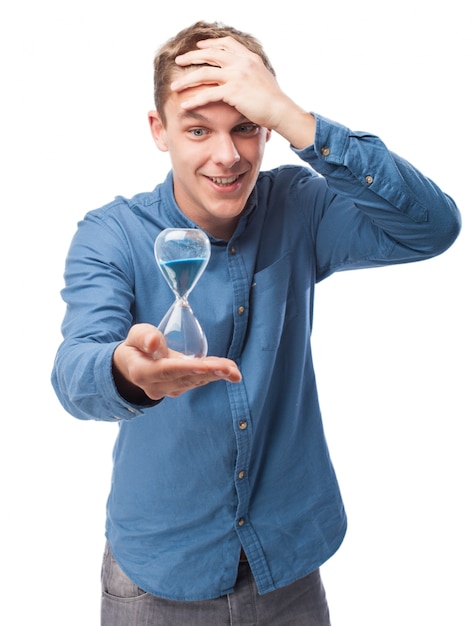 Man Holding An Hourglass Photo Free Download