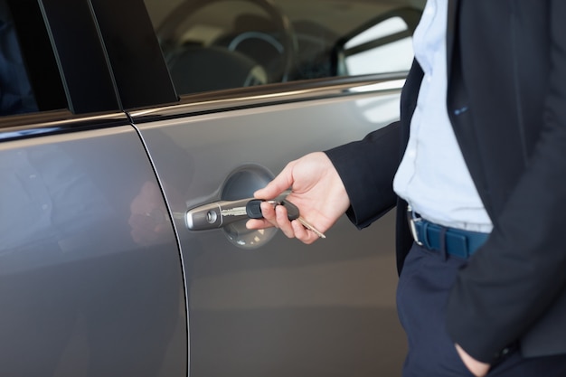 Man Opening A Car Door With A Key Photo Premium Download